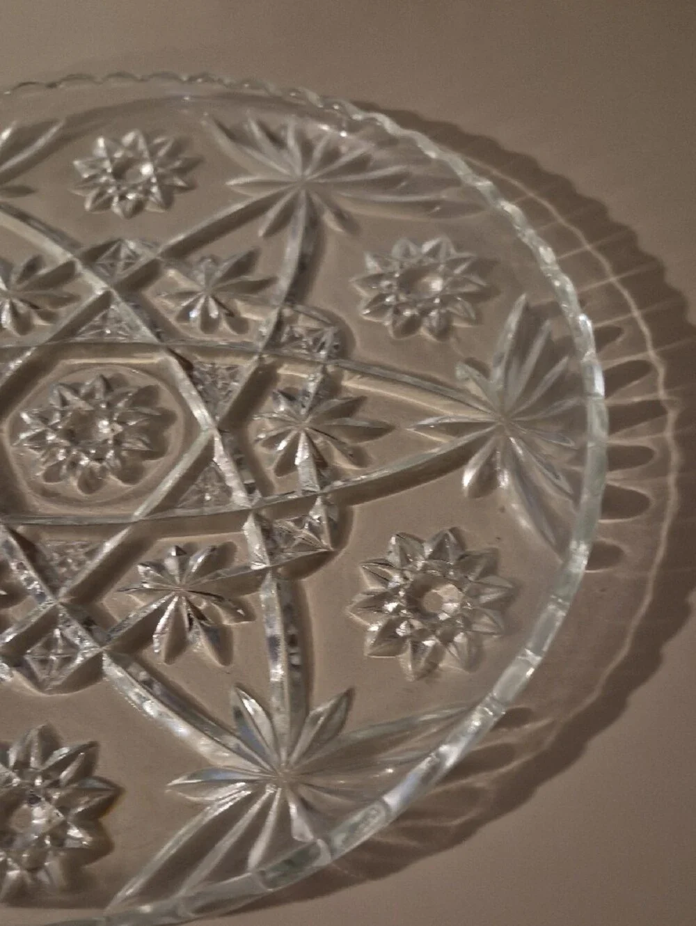 11 Inch Vintage Anchor Hocking Clear Pressed Glass Serving Platter Star Of David